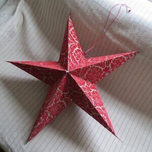 Red Star Paper Lantern Victorian style Flock with cutouts Vintage large